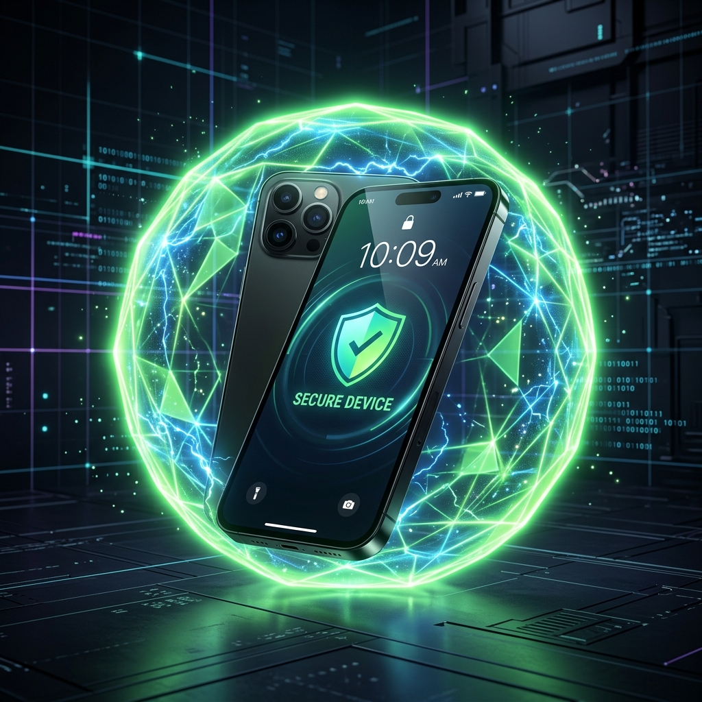 3D smartphone with a green protection shield